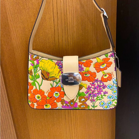 Coach Eliza Shoulder Bag With Floral Print #CR161 - Picture 2 of 9